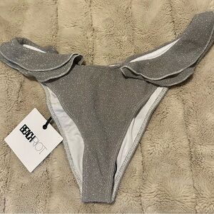 Beach Riot Sparkling Silver Bikini Bottom never worn women’s medium
